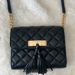 Black leather Calvin Klein side body bag